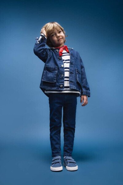 Erkek Bebek Beli Lastikli Düz Paça Basic Düz Jean Pantolon-Mint Mavi - DEFACTO (1)