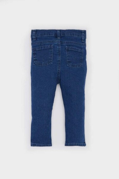 Erkek Bebek Beli Lastikli Düz Paça Basic Düz Jean Pantolon-Mint Mavi - 7