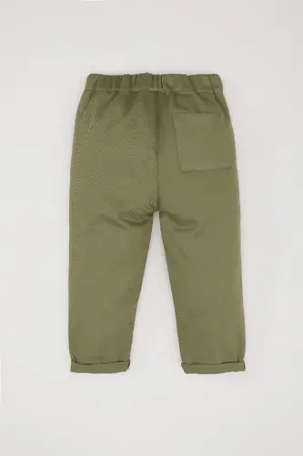 %100 Pamuk Beli Lastikli Düz Paça Gabardin Pantolon Erkek Bebek-Haki - 4