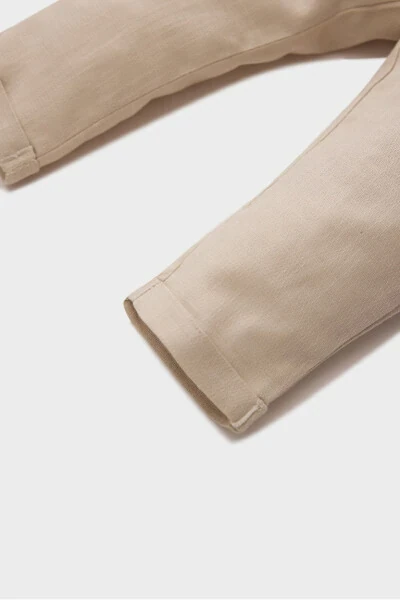 Erkek Bebek Beli Lastikli Pantolon-Kum - 3