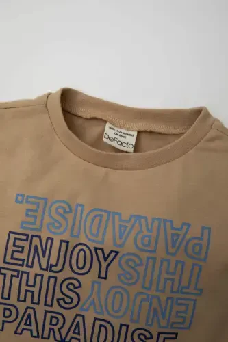 Erkek Bebek Bisiklet Yaka Baskılı Kısa Kollu Tişört C3995A524SM - DEFACTO (1)