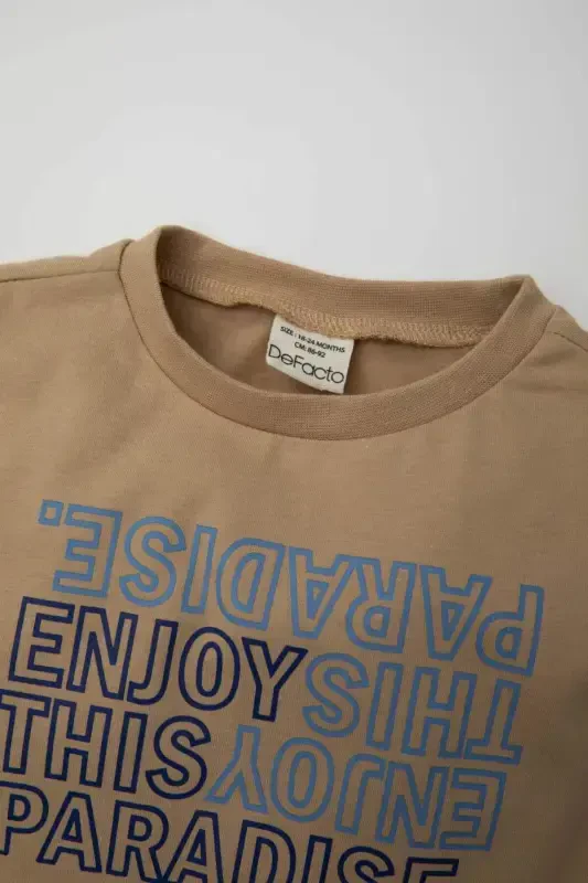 Erkek Bebek Bisiklet Yaka Baskılı Kısa Kollu Tişört C3995A524SM - 2