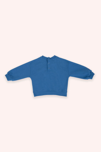 Erkek Bebek Bisiklet Yaka Cep Detaylı Mavi Sweatshirt - 006-Sax - 3