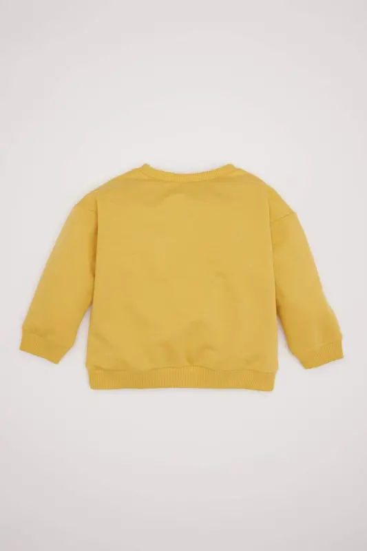 Bisiklet Yaka İçi Yumuşak Tüylü Basic Düz Sweatshirt Erkek Bebek A7433A524WN - Sarı-YL310 - 7