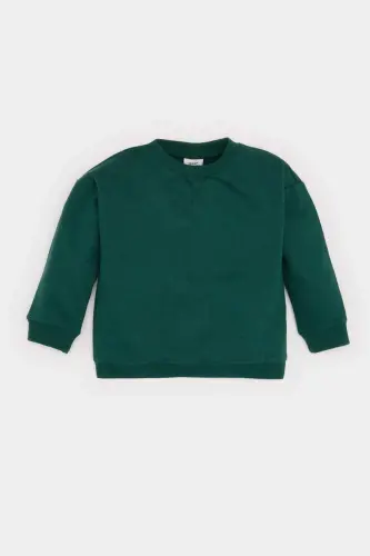 Erkek Bebek Bisiklet Yaka İçi Yumuşak Tüylü Basic Düz Sweatshirt A7433A524WN - Yeşil-GN671 