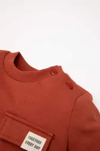 Erkek Bebek Bisiklet Yaka Renk Bloklu İçi Yumuşak Tüylü Sweatshirt D6230A5NS - Defacto (1)