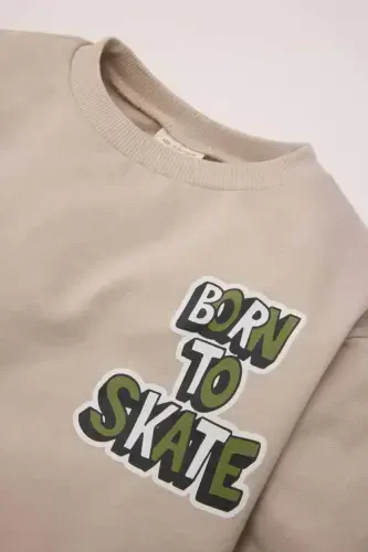 Erkek Bebek Bisiklet Yaka Sırt Baskılı İçi Yumuşak Tüylü Sweatshirt D7589A524WN - Defacto (1)
