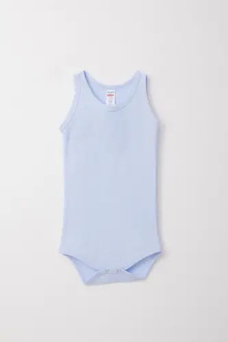 Erkek Bebek Çıtçıtlı Atlet Zıbın Body Jakarlı 9 Ay-3 Yaş, Açık Mavi-Açık Mavi 