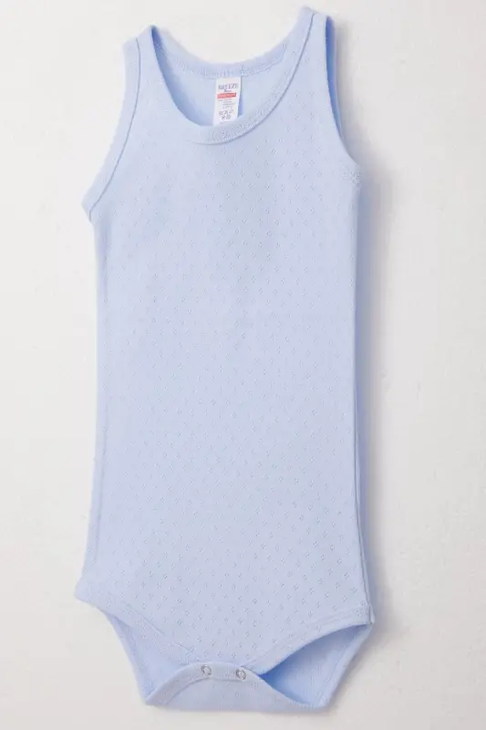 Erkek Bebek Çıtçıtlı Atlet Zıbın Body Jakarlı 9 Ay-3 Yaş, Açık Mavi - Açık Mavi - 3