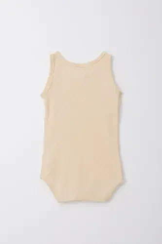 Erkek Bebek Çıtçıtlı Atlet Zıbın Body Jakarlı 9 Ay-3 Yaş, Krem-Krem - 2