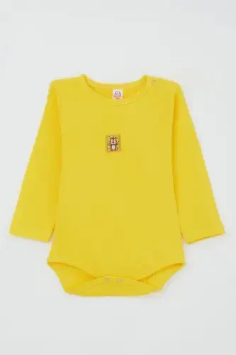 Erkek Bebek Çıtçıtlı Zıbın Body Aslancık Baskılı 9 Ay-3 Yaş, Neon Sarı-Neon Sarı - 1