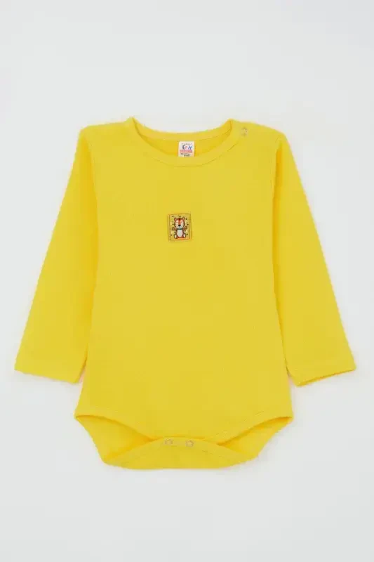 Erkek Bebek Çıtçıtlı Zıbın Body Aslancık Baskılı 9 Ay-3 Yaş, Neon Sarı-Neon Sarı - 1