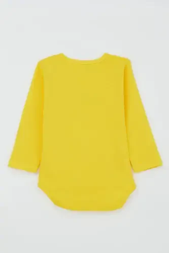Erkek Bebek Çıtçıtlı Zıbın Body Aslancık Baskılı 9 Ay-3 Yaş, Neon Sarı-Neon Sarı - 2