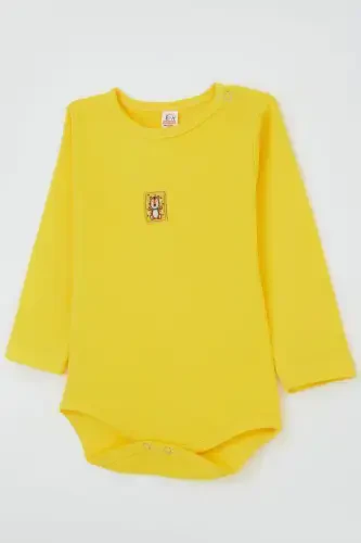 Erkek Bebek Çıtçıtlı Zıbın Body Aslancık Baskılı 9 Ay-3 Yaş, Neon Sarı-Neon Sarı - 3