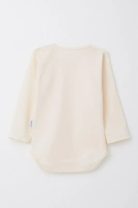 Erkek Bebek Çıtçıtlı Zıbın Body Basic 9 Ay-3 Yaş, Krem-Krem - 2
