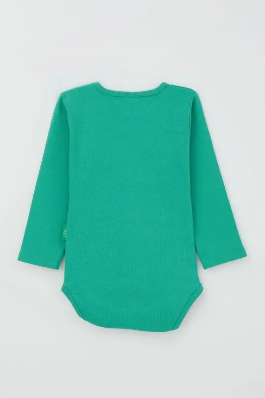 Erkek Bebek Çıtçıtlı Zıbın Body Basic 9 Ay-3 Yaş, Yeşil-Yeşil - 2