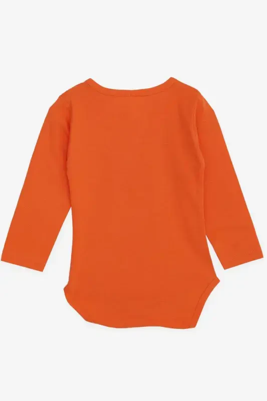 Erkek Bebek Çıtçıtlı Zıbın Body Gözlüklü Ayıcık Baskılı 9 Ay-3 Yaş, Turuncu-Turuncu - 2