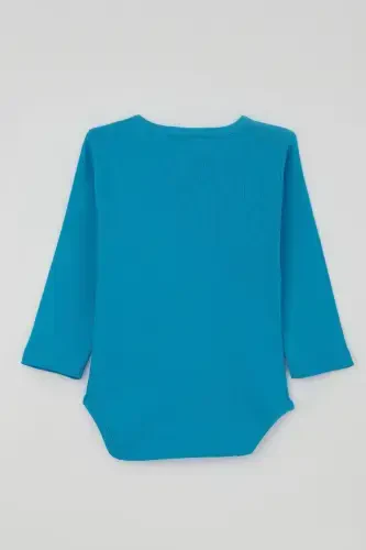 Erkek Bebek Çıtçıtlı Zıbın Body Hayvanat Bahçesi Dost Hayvanlar Baskılı 9 Ay-3 Yaş, Mavi-Mavi - 2