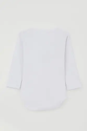 Erkek Bebek Çıtçıtlı Zıbın Body Mutlu Dinozor Baskılı 9 Ay-3 Yaş, Beyaz - BREEZE (1)