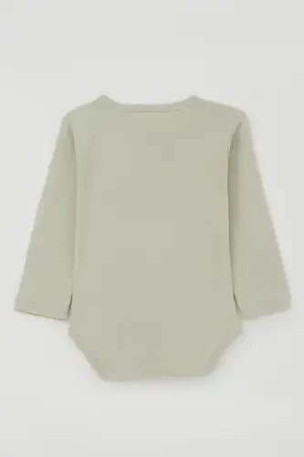 Erkek Bebek Çıtçıtlı Zıbın Body Pilot Hayvancıklar Baskılı 9 Ay-3 Yaş, Su Yeşili - 2