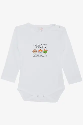 Erkek Bebek Çıtçıtlı Zıbın Body Sevimli Takım Arkadaşları Baskılı 9 Ay-3 Yaş, Beyaz - Beyaz - 3