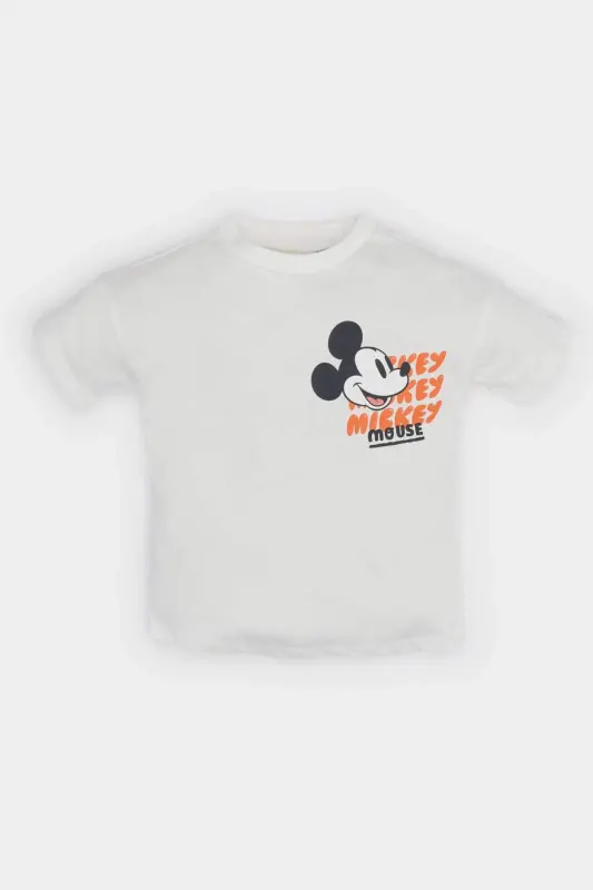 Disney Mickey & Minnie Kurzarm-T-Shirt für Babys, Jungen, E7175A525SM - Ecru-ER851 - 1