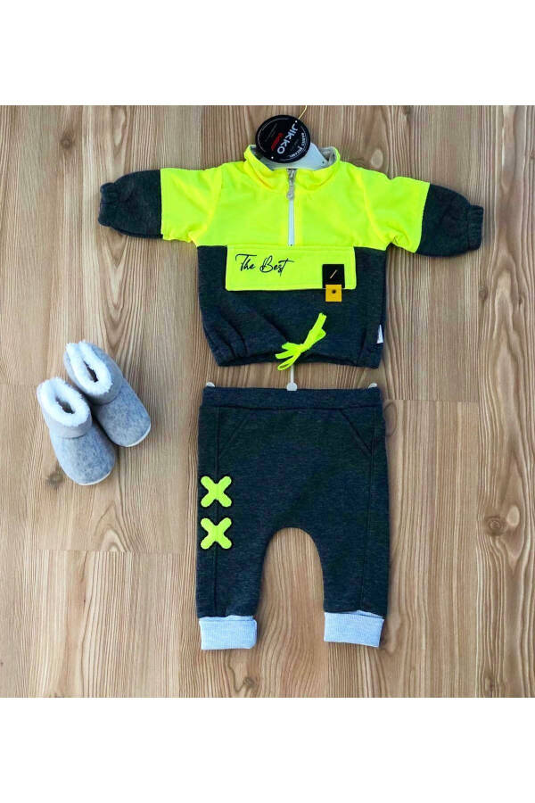 Erkek Bebek Gri Füme Sweat Pantolon 2li Takım - Füme - 1
