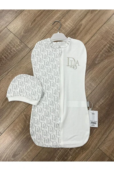 erkek bebek için fermuarlı penye kundak şapka aksesuarlı - BABYDOLA