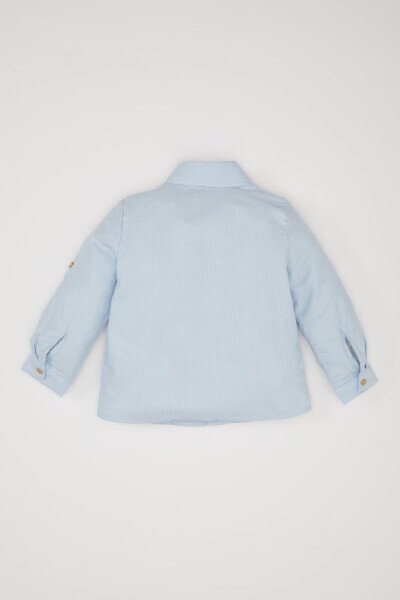 Erkek Bebek Jakarlı Uzun Kollu Gömlek-Açık Mavi - 4