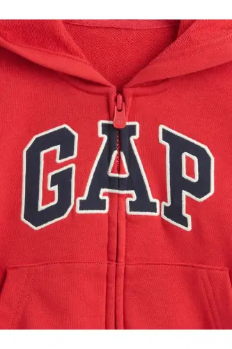 Erkek Bebek Siyah Logo Relaxed Fermuarlı Sweatshirt - Kırmızı-000 - GAP (1)