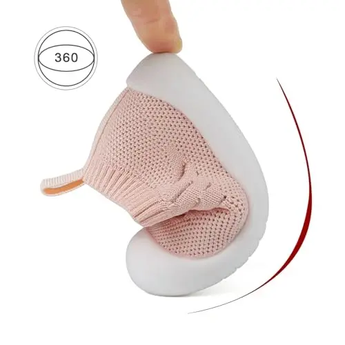 Baby First Walking Shoes Toddler Infant Boys Girls Baby Sneakers Breathable Non-Slip Indoor Floor Baby Sock Slipper with Soft Sole Cotton Mesh - 6