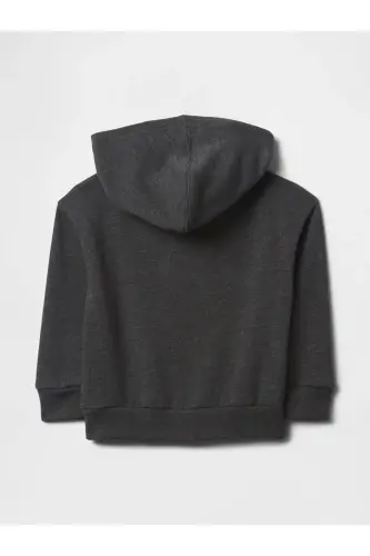 Erkek Bebek Koyu Gri Logo Relaxed Fermuarlı Sweatshirt-Koyu Gri - 3