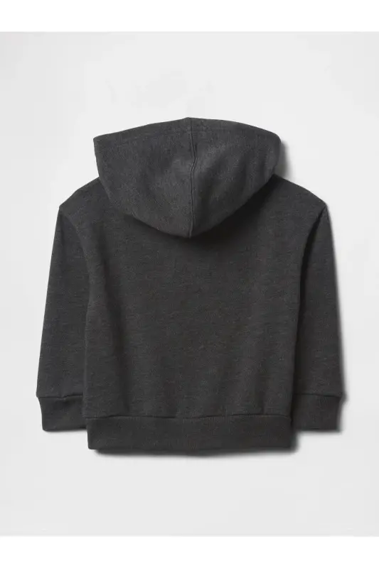 Erkek Bebek Koyu Gri Logo Relaxed Fermuarlı Sweatshirt-Koyu Gri - 3