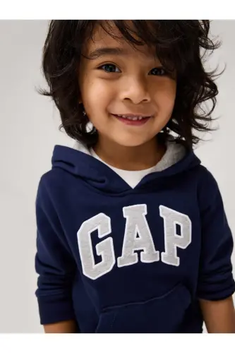Erkek Bebek Lacivert Gap Logo Kapüşonlu Sweatshirt-Lacivert - 4
