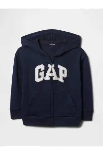 Erkek Bebek Lacivert Gap Logo Relaxed Fermuarlı Sweatshirt-Lacivert - 1