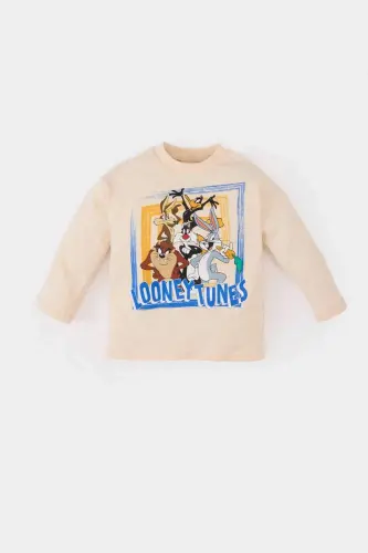 Looney Tunes Bisiklet Yaka Uzun Kollu Tişört Erkek Bebek E4708A525SP - Bej-BG319 - 2