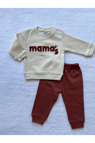 Erkek Bebek Mama's İşlemeli 2'li Sweatshirt ve Pantolon Takımı 4 - MBK GARDEN