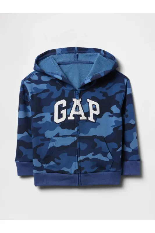 Erkek Bebek Mavi Gap Logo Relaxed Fermuarlı Sweatshirt - Mavi-005 - GAP