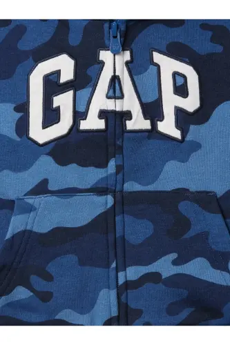 Erkek Bebek Mavi Gap Logo Relaxed Fermuarlı Sweatshirt - Mavi-005 - GAP (1)