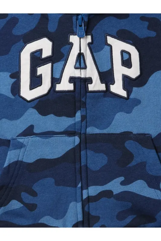 Erkek Bebek Mavi Gap Logo Relaxed Fermuarlı Sweatshirt-Mavi - 2