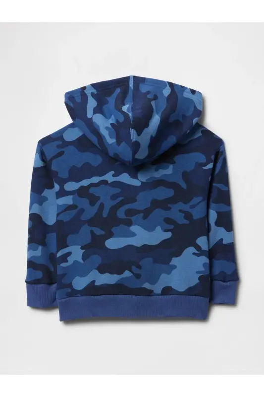 Erkek Bebek Mavi Logo Relaxed Fermuarlı Sweatshirt - Mavi-005 - 2
