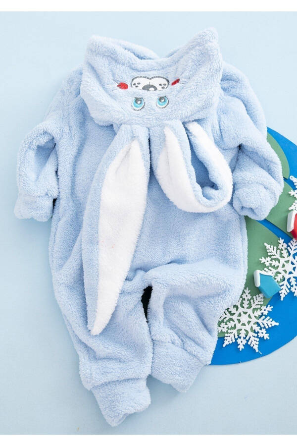 Erkek Bebek Mavi Peluşlu Welsoft Tavşan Tulum - Mavi - 8