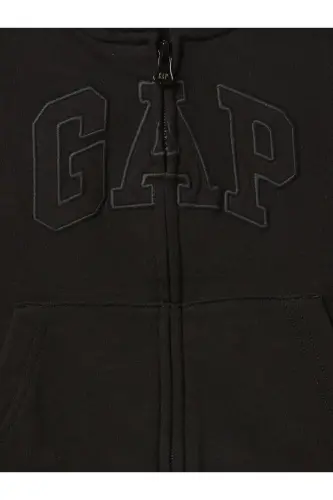 Erkek Bebek Siyah Logo Relaxed Fermuarlı Sweatshirt - Siyah-004 - GAP (1)