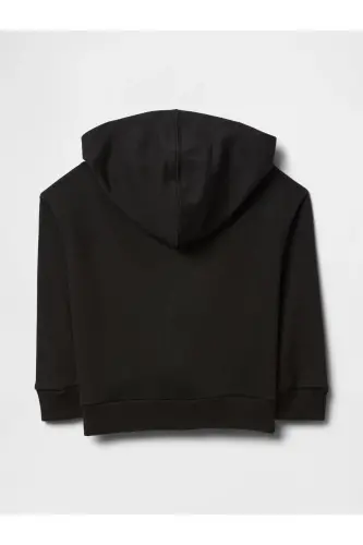 Erkek Bebek Siyah Logo Relaxed Fermuarlı Sweatshirt - Siyah-004 - 3