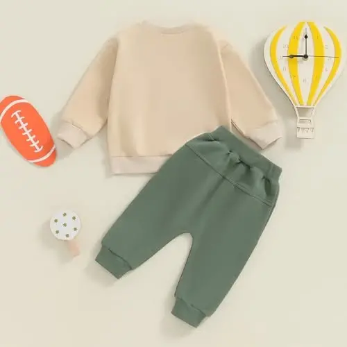 Baby Boy Fall Clothes Set Long Sleeve Letter Print Sweatshirt Pants Toddler Infant Outfits 6 12 18 24 Months 2T - 3