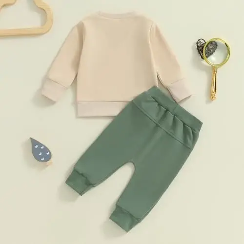 Baby Boy Fall Clothes Set Long Sleeve Letter Print Sweatshirt Pants Toddler Infant Outfits 6 12 18 24 Months 2T - 3