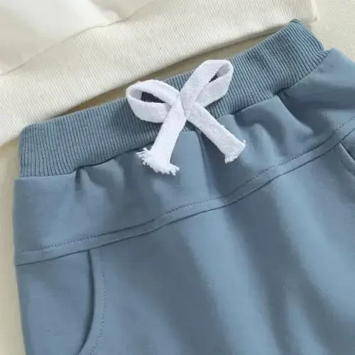 Baby Boy Fall Clothes Set Long Sleeve Letter Print Sweatshirt Pants Toddler Infant Outfits 6 12 18 24 Months 2T - 6