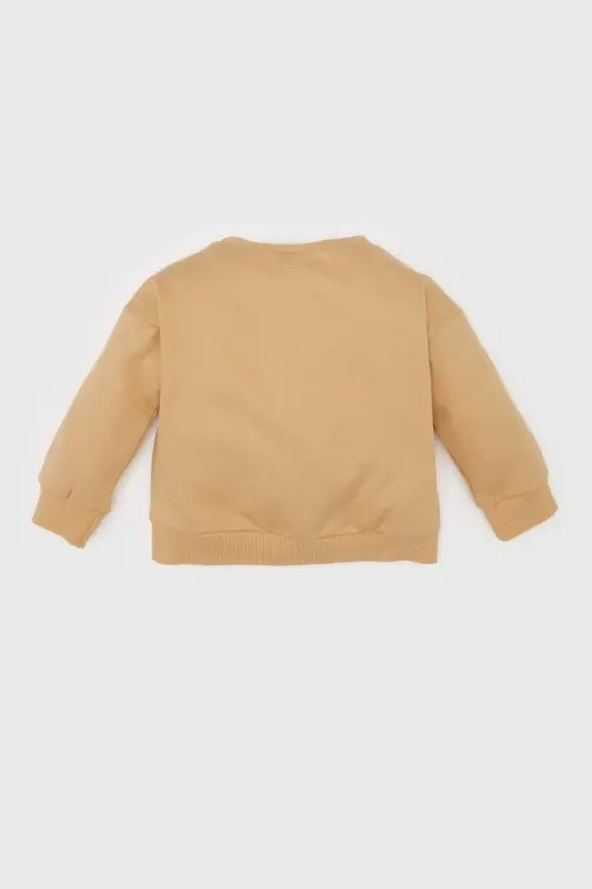 Erkek Bebek Space Jam Bisiklet Yaka İçi Yumuşak Tüylü Sweatshirt D4605A524AU - Bej-BG269 - 4