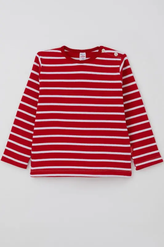 Erkek Bebek Uzun Kollu Tişört Patlı 9 Ay-3 Yaş, Kırmızı-Kırmızı - BREEZE