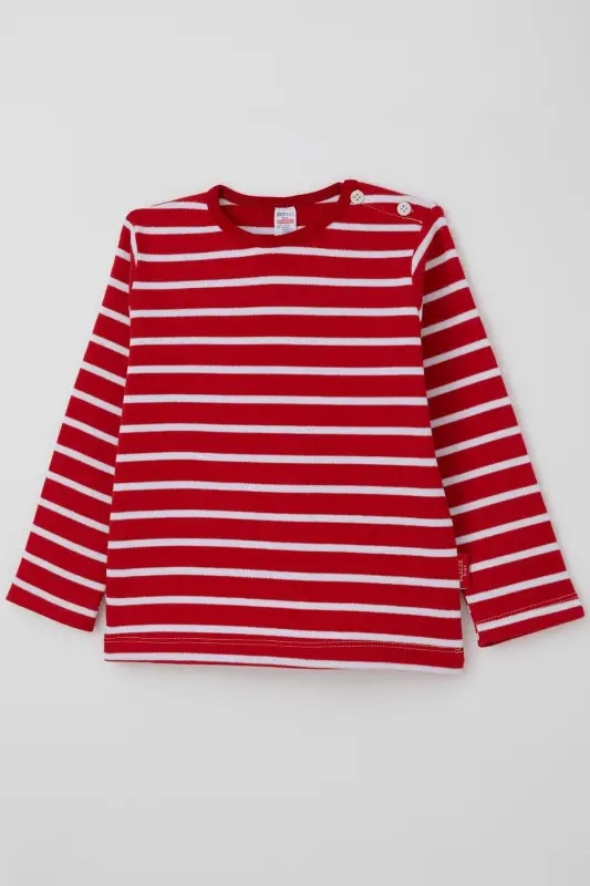 Erkek Bebek Uzun Kollu Tişört Patlı 9 Ay-3 Yaş, Kırmızı-Kırmızı - 3